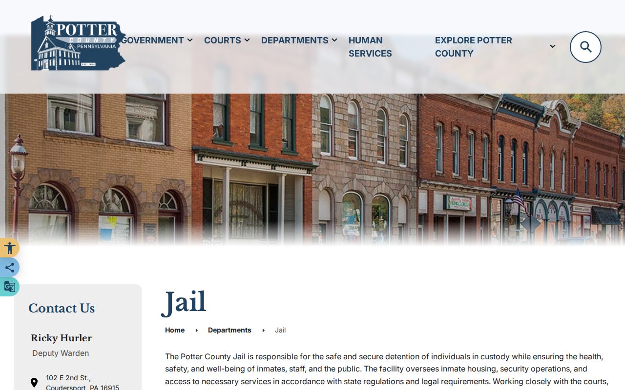 Potter County Jail official page for Cameron County release verification